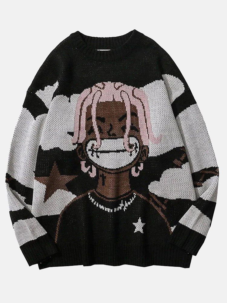 Graphic Print Knit Sweater Green / 2XL