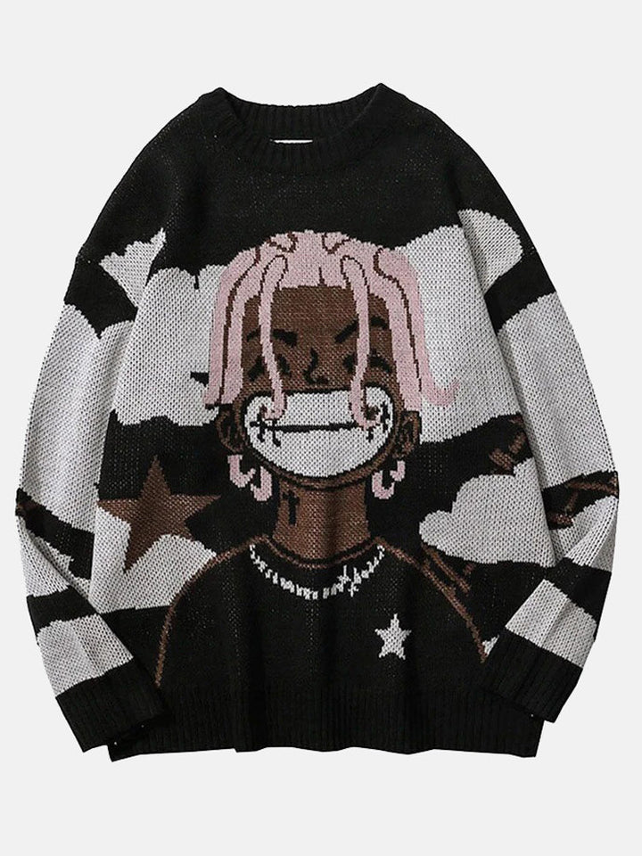 Graphic Print Knit Sweater Green / 2XL