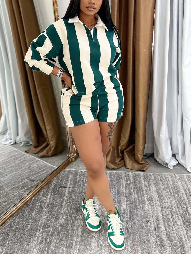 Shirt Polo Top Shorts Set