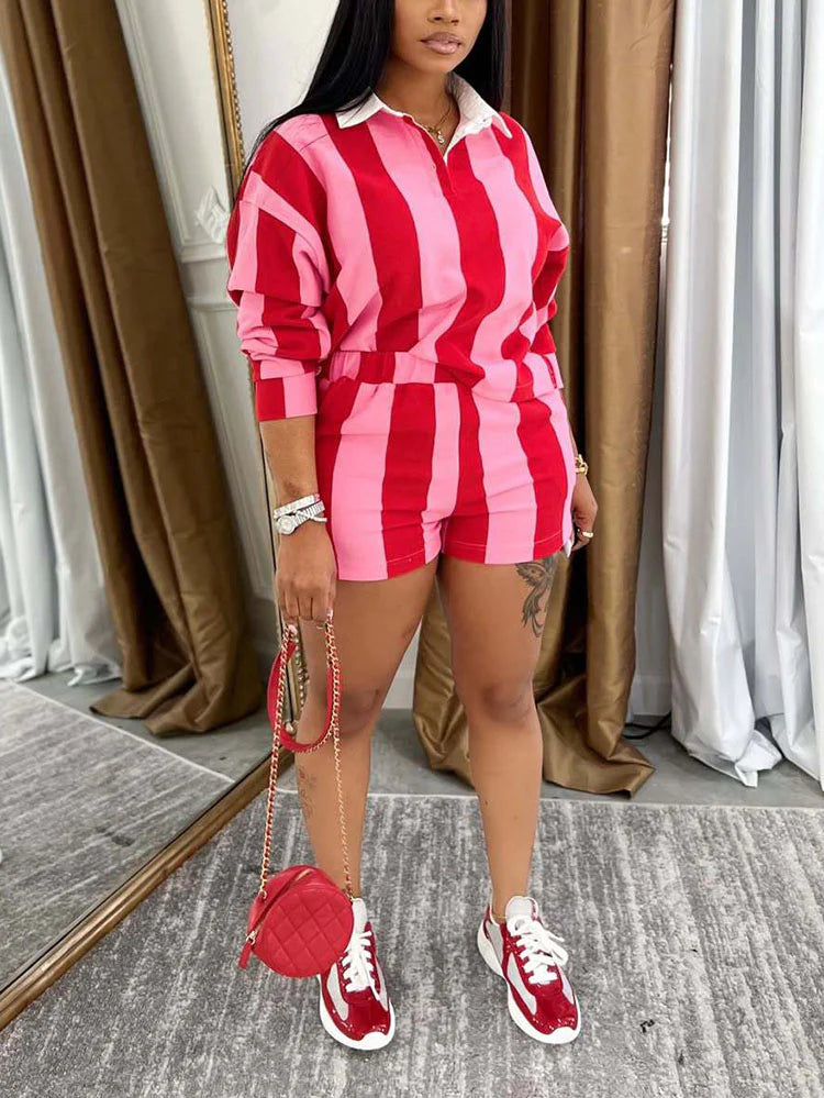 Shirt Polo Top Shorts Set
