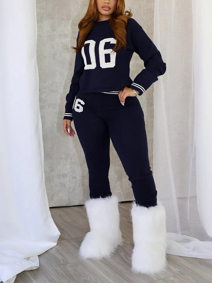 Knit 06 Graphic Top Leggings Set