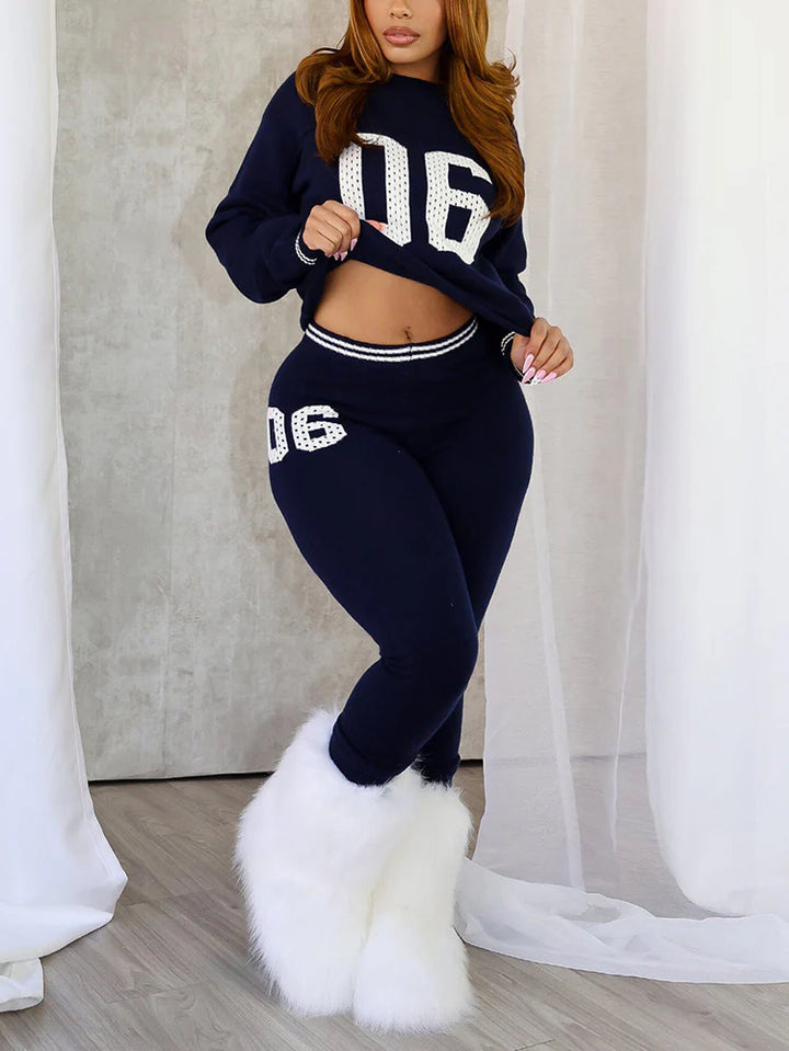 Knit 06 Graphic Top Leggings Set