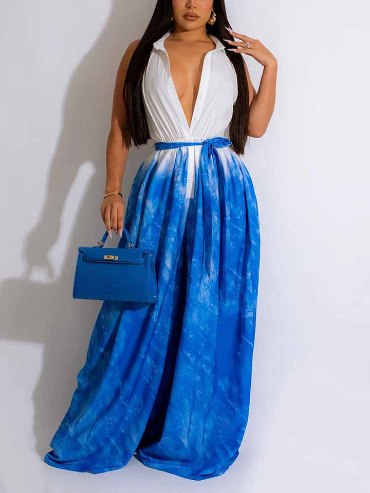 Sleeveless Ombre Jumpsuit Red / M