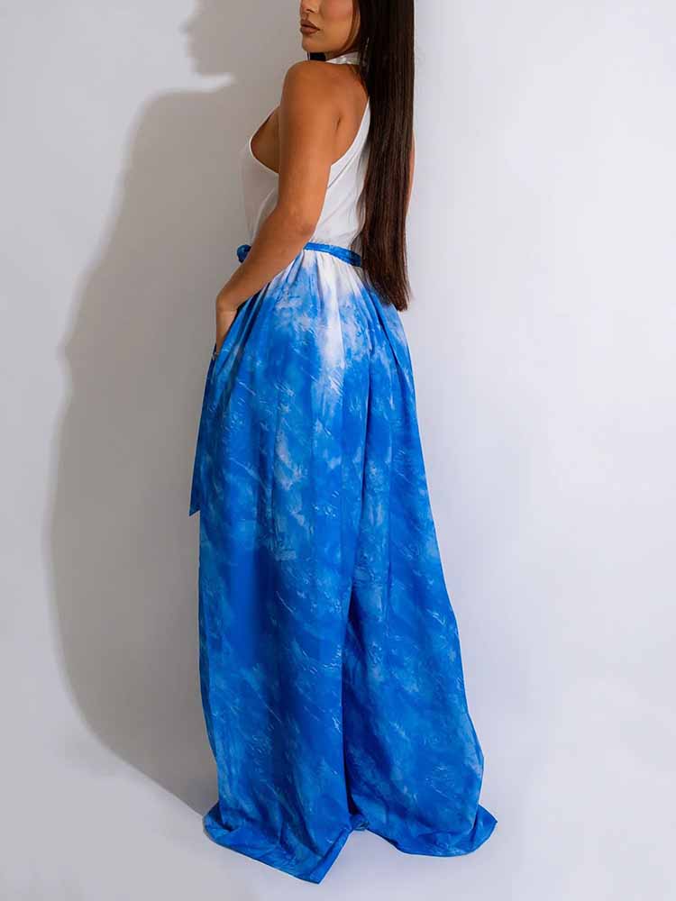 Sleeveless Ombre Jumpsuit Red / L