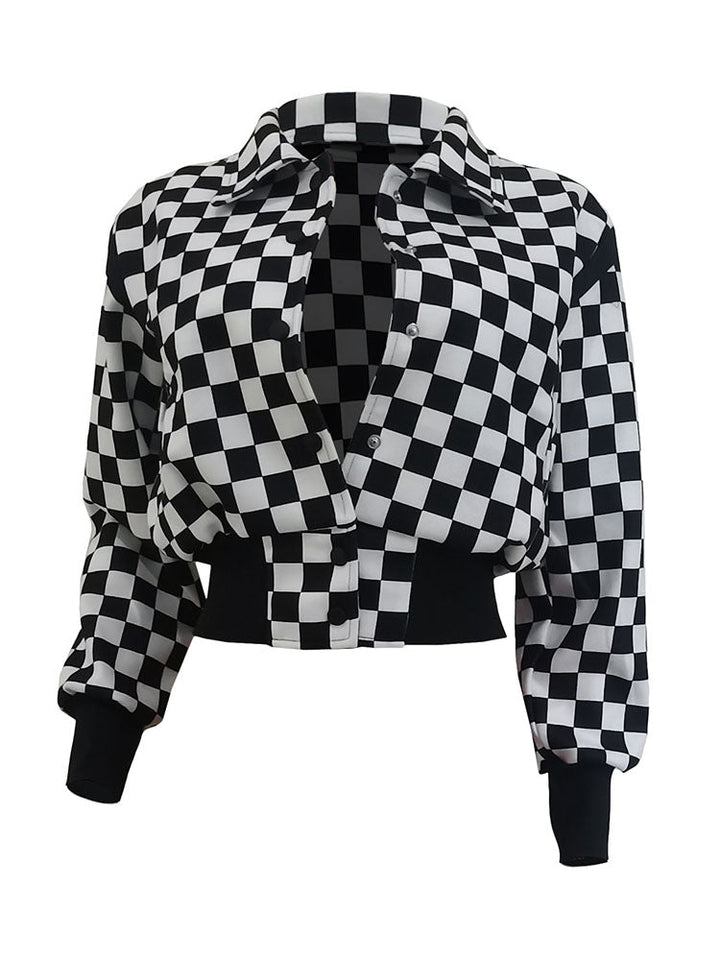 Checkerboard Baseball Jacket Black / L