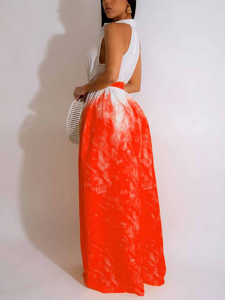 Sleeveless Ombre Jumpsuit Red / 2XL