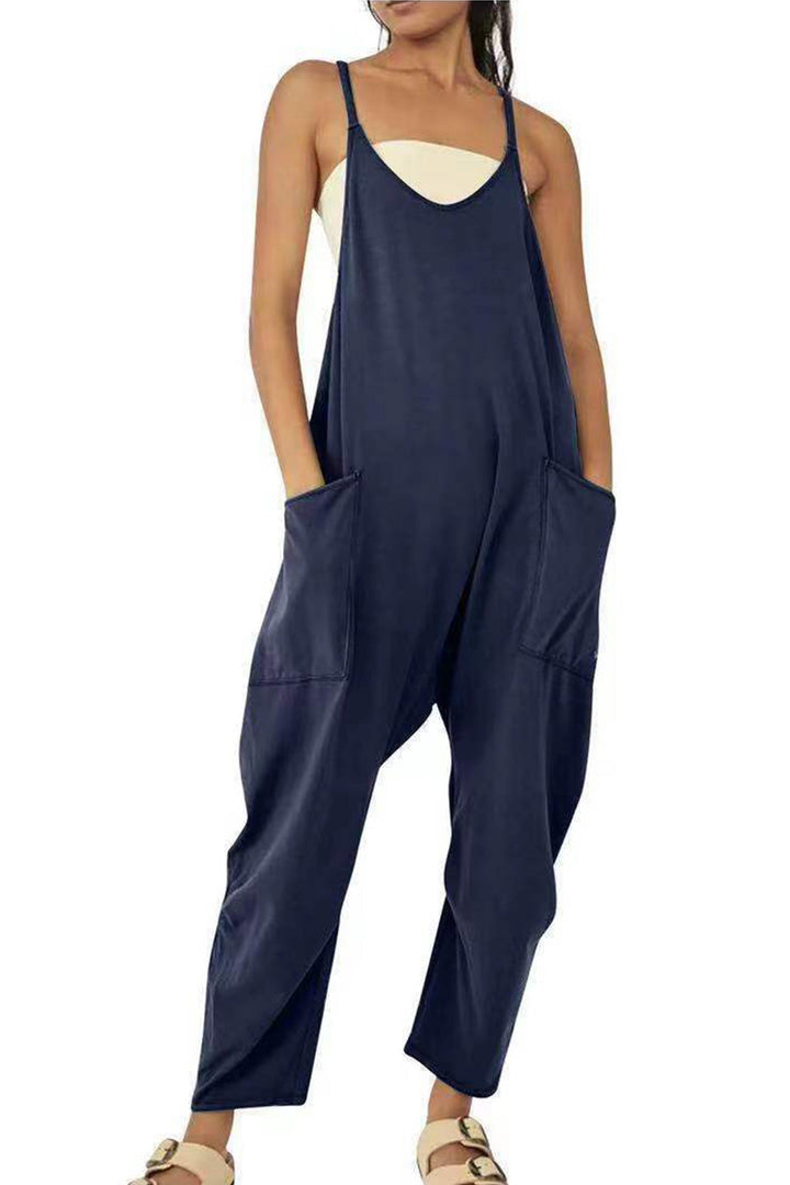 Large Pocket Cami Jumpsuits Beige · M