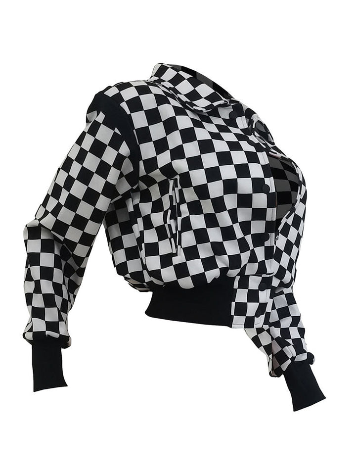 Checkerboard Baseball Jacket Black / XL