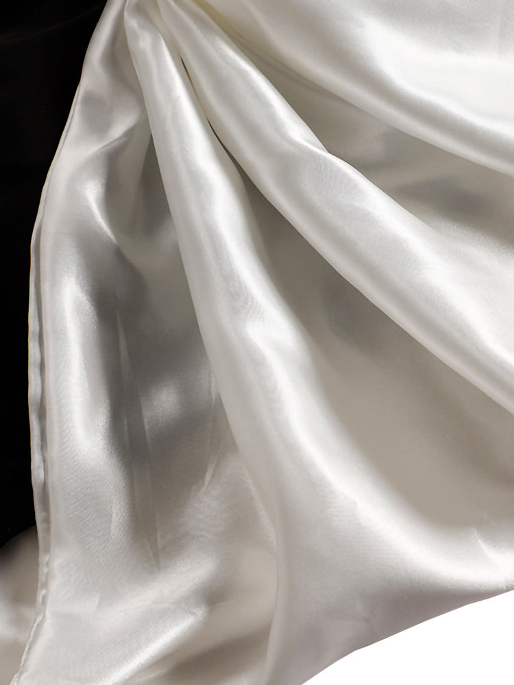 Bow Satin Off Shoulder Dress White / M