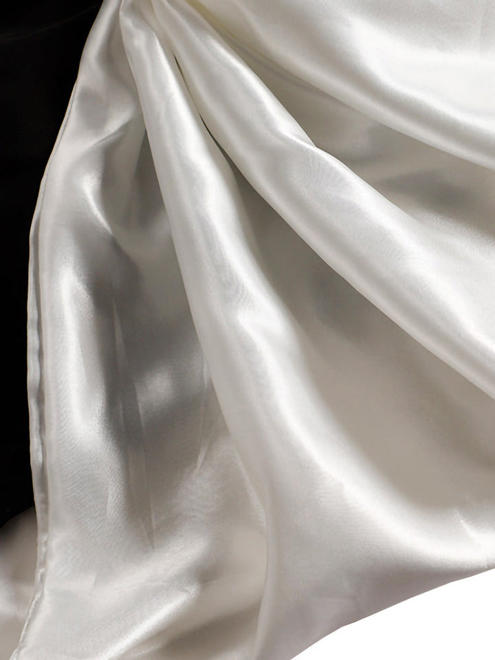 Bow Satin Off Shoulder Dress White / M