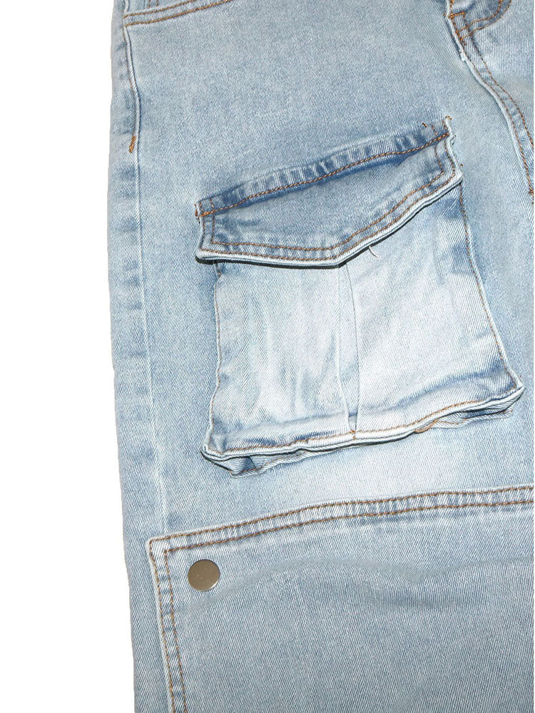 Snap Button Cargo Jeans