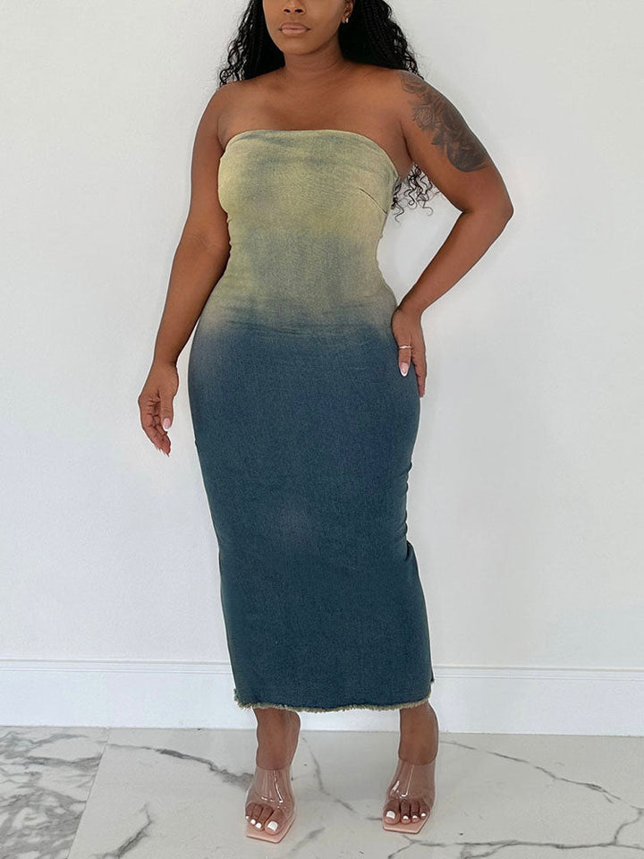 Strapless Denim Dress Navy / M