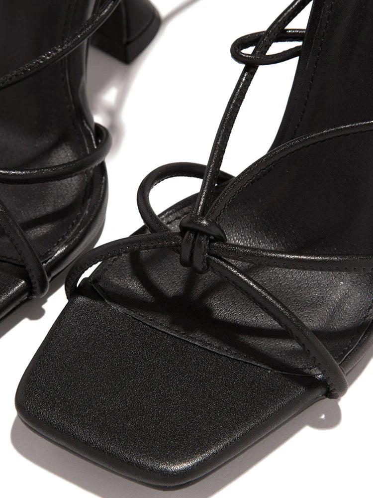 Knot Strap Lace-Up Sandals