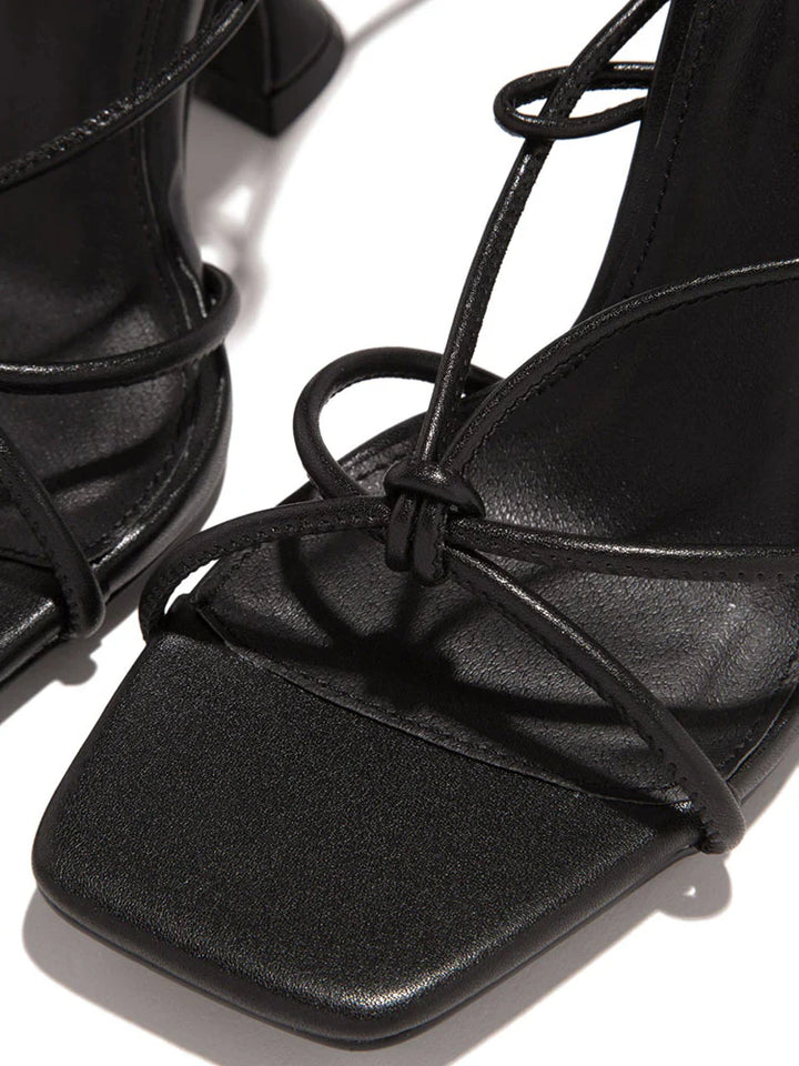 Knot Strap Lace-Up Sandals