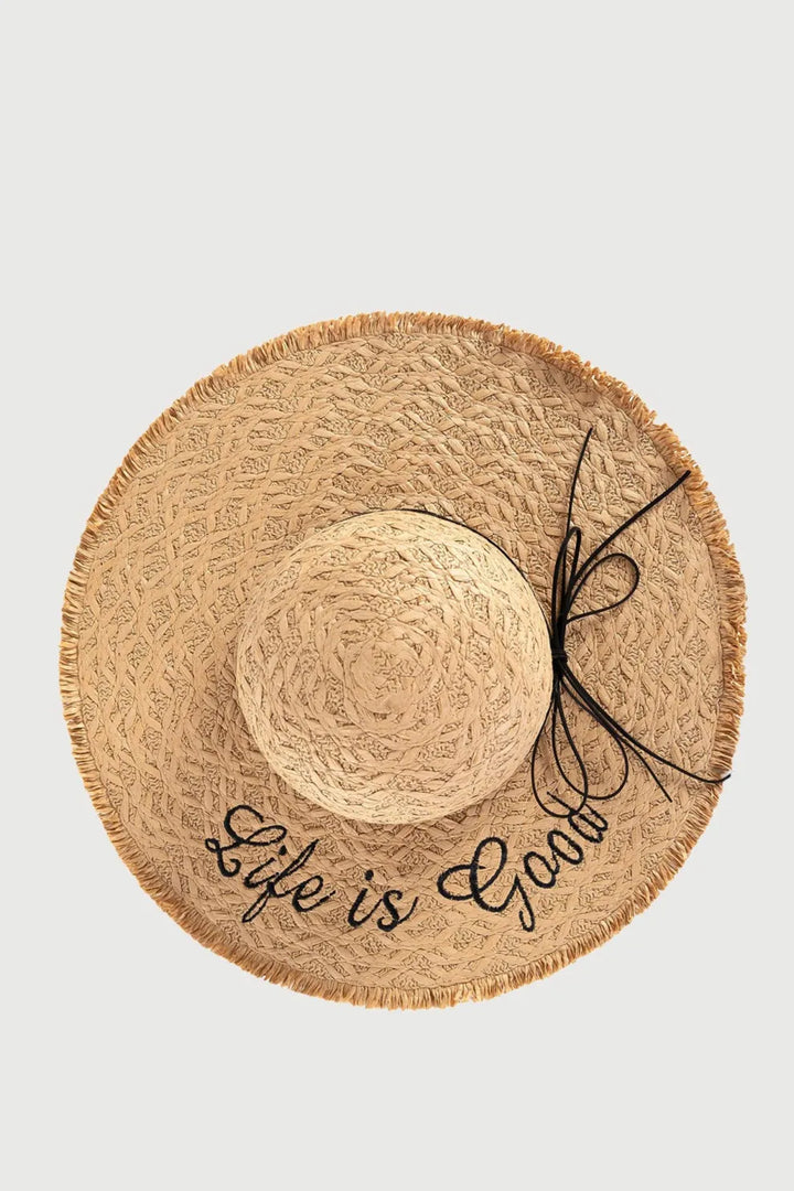 Handmade Solid Color Straw Bag With Hat