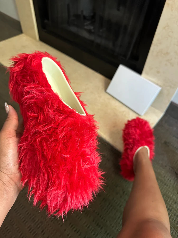 Soft Faux Fur Slides