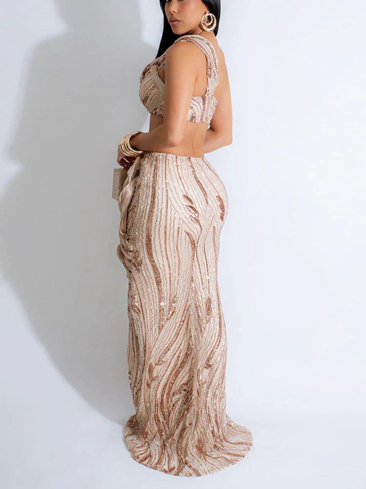 Glam Sequin Skirt Set