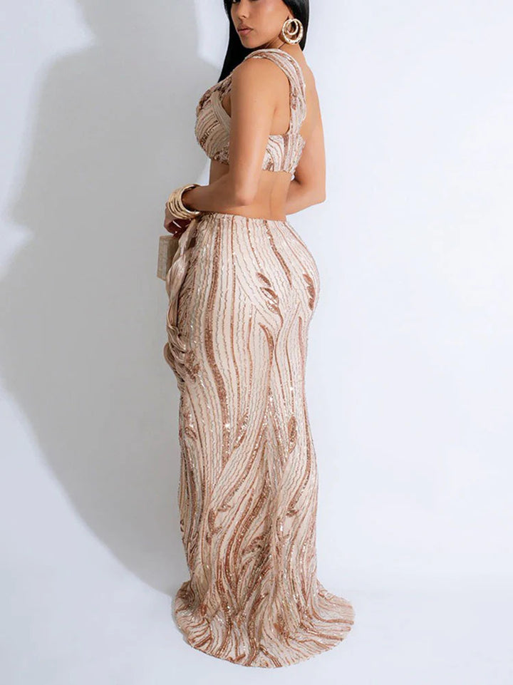Glam Sequin Skirt Set