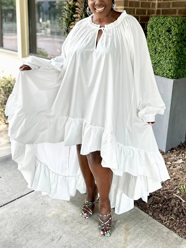 High-Low Ruffle Flowy Dress