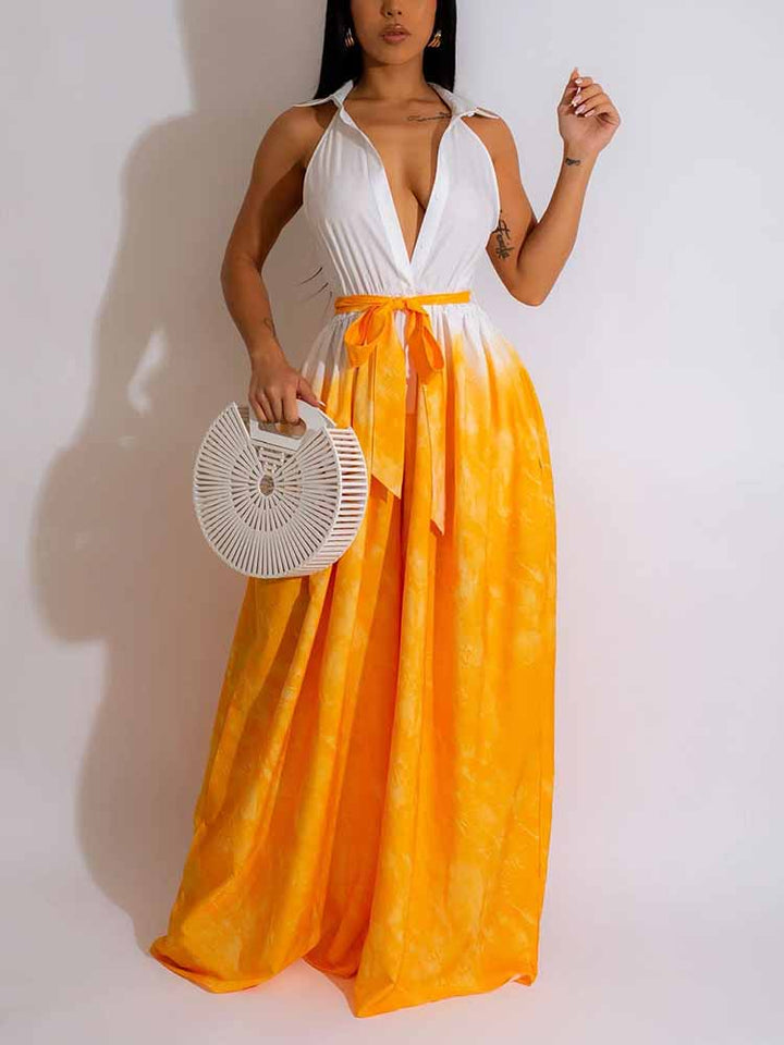 Sleeveless Ombre Jumpsuit Blue / L