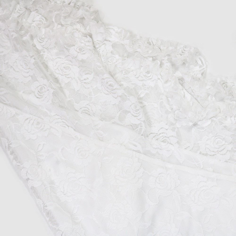 Sheath Solid Color Lace Trim Dresses