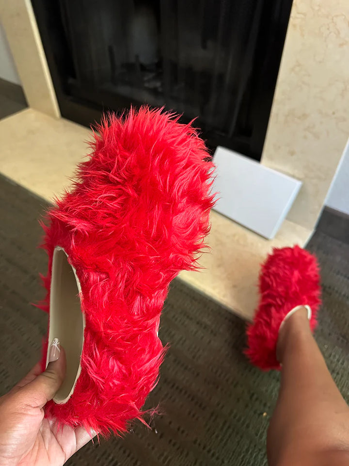 Soft Faux Fur Slides