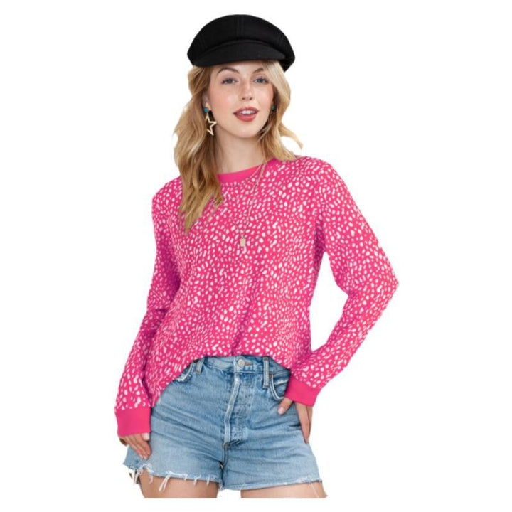 Printed Round Neck Loose Sweatshirt