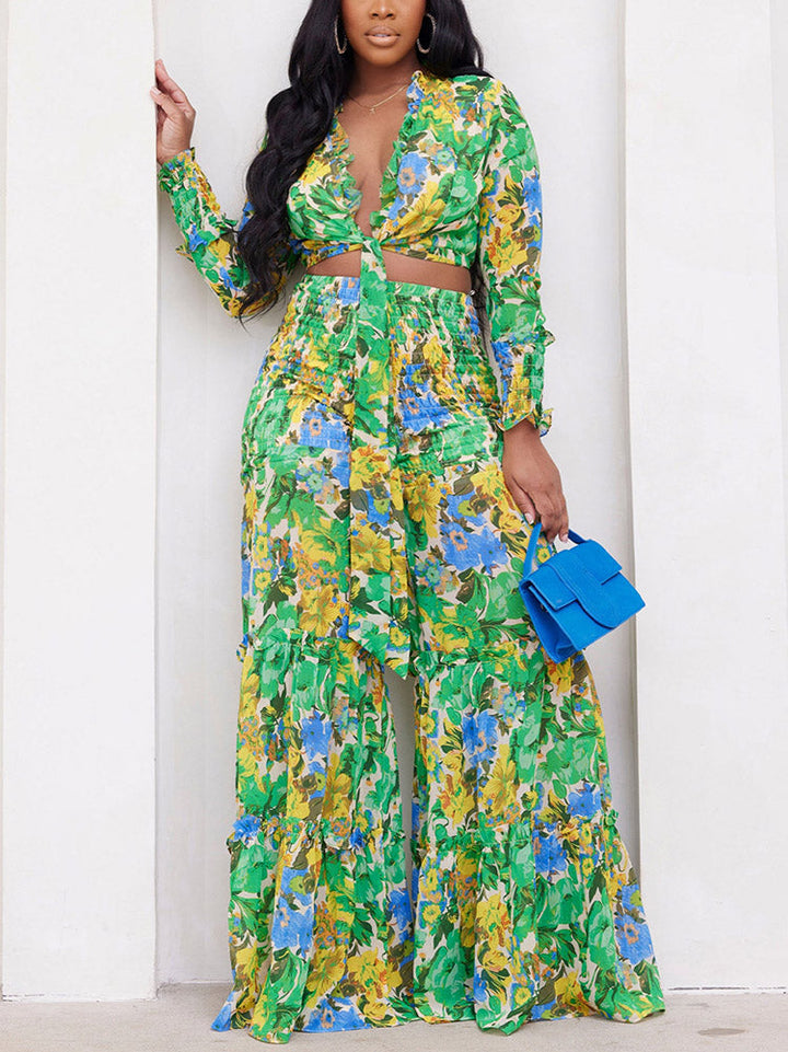 Floral Print Set Green / M