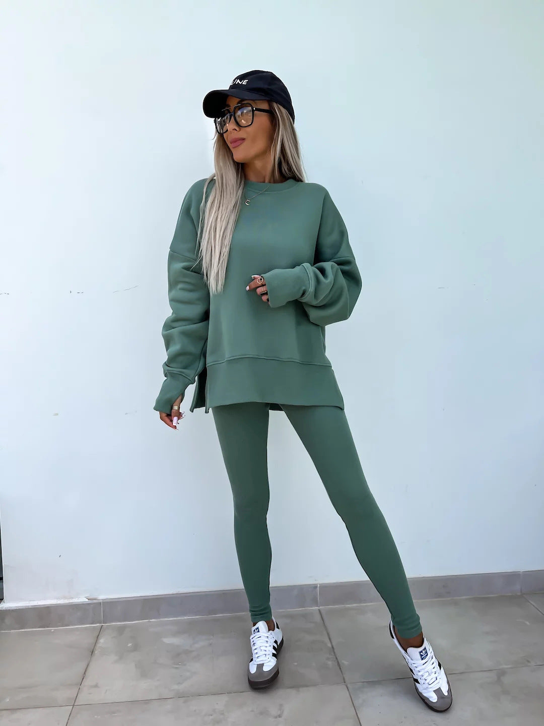 Casual Skinny Pants Loose Sweatshirt Set