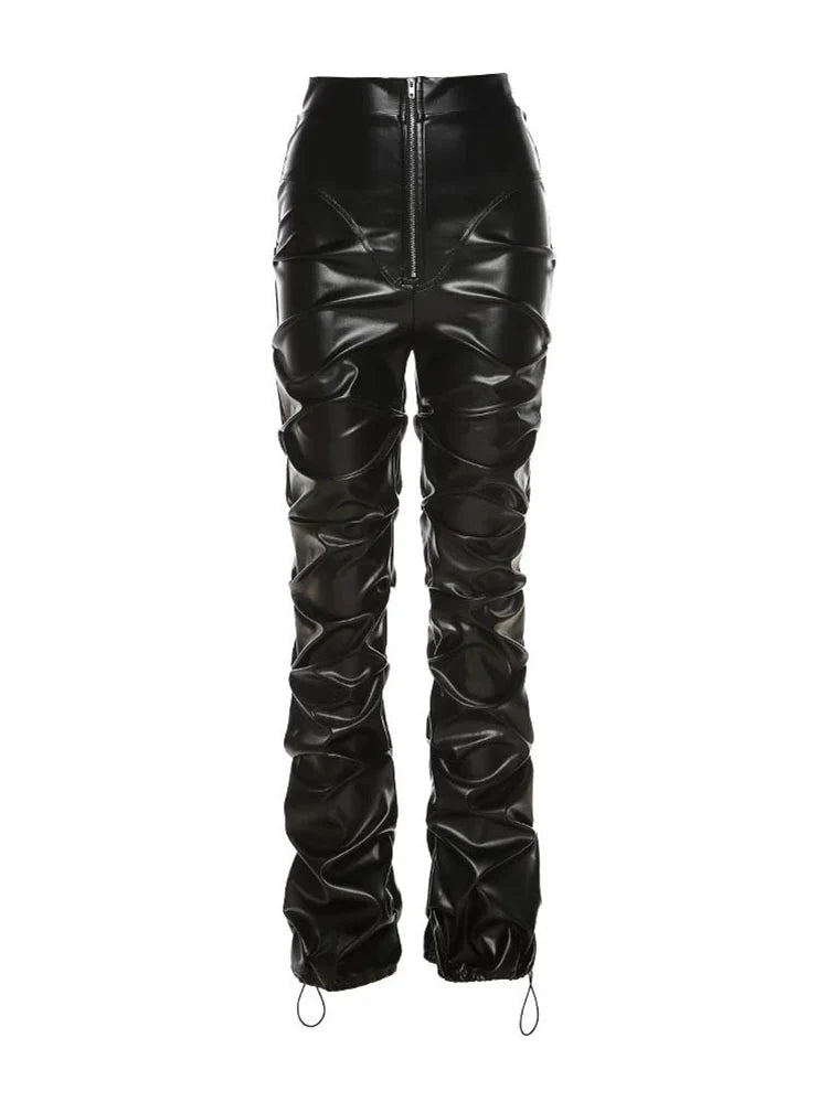 Ruched Leather Pants