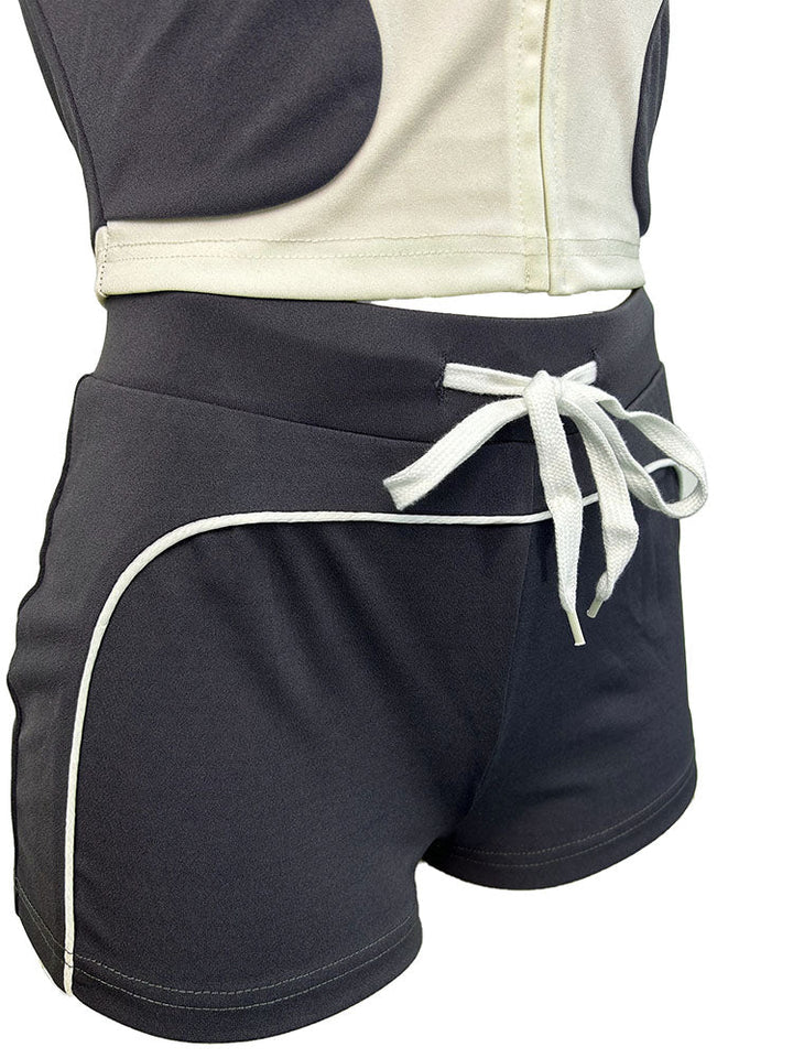 Sporty Contrast Jacket & Shorts Set