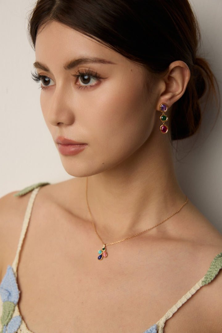 Colorful Zirconia Palace Collection Bracelet Earrings