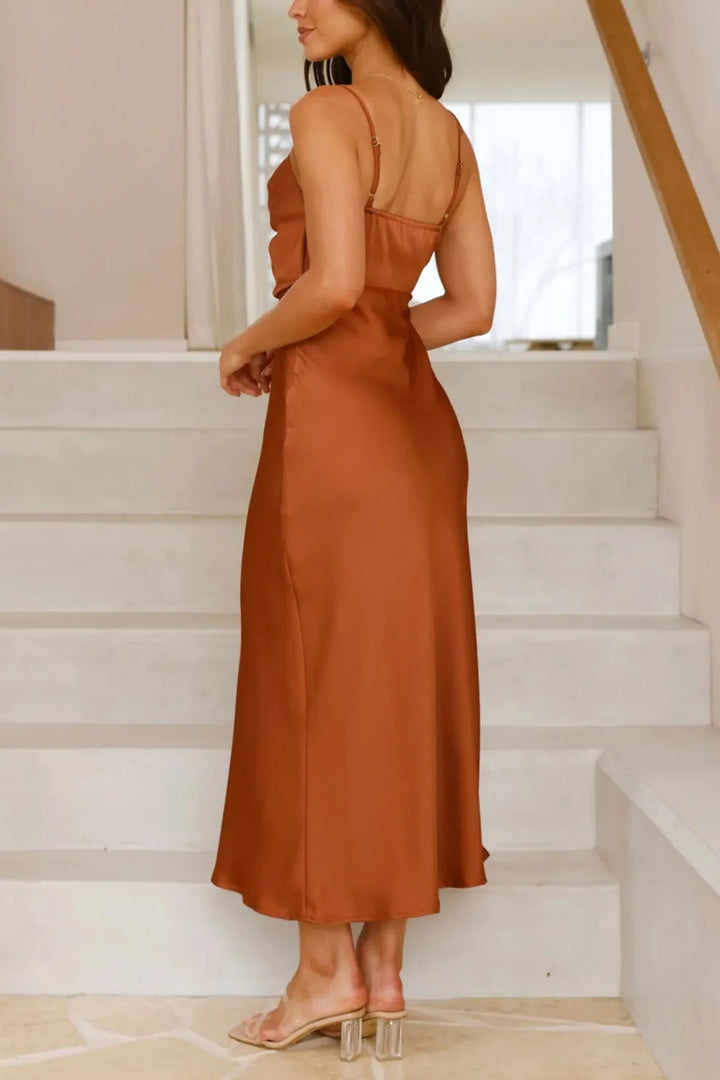 Satin Cowl-Neck Cami Dress