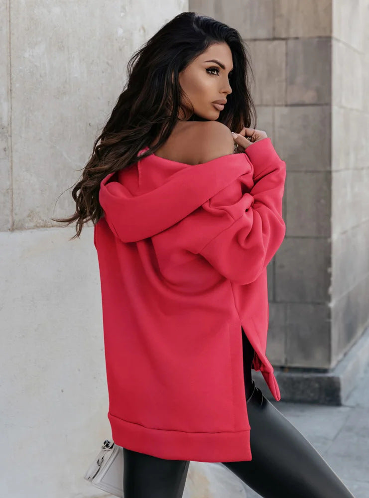 Cardigan Hooded Loose Fleece Sweatshirt