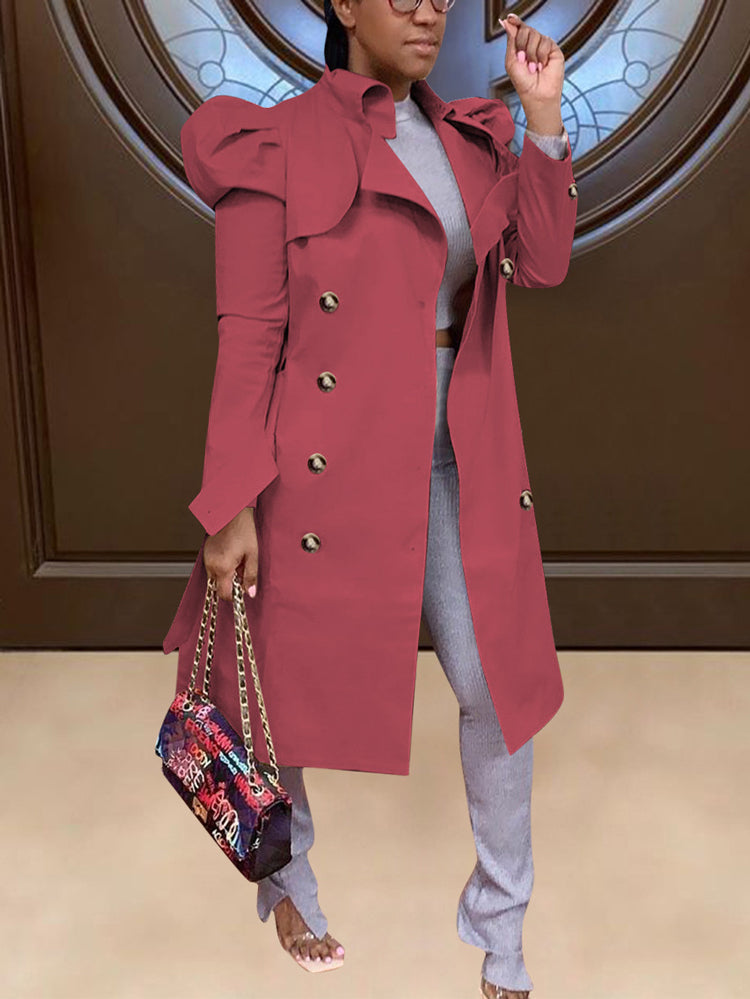 Lapel Collar Belted Trench Coat Coffee / S