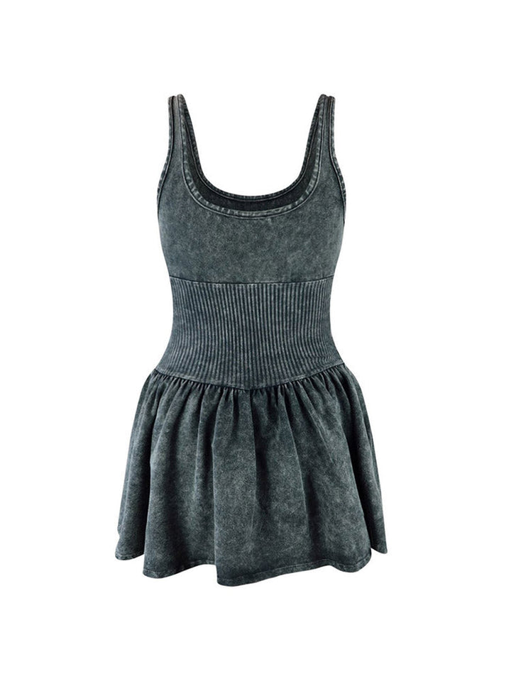 Wash Corset Tank Dress Blue / M