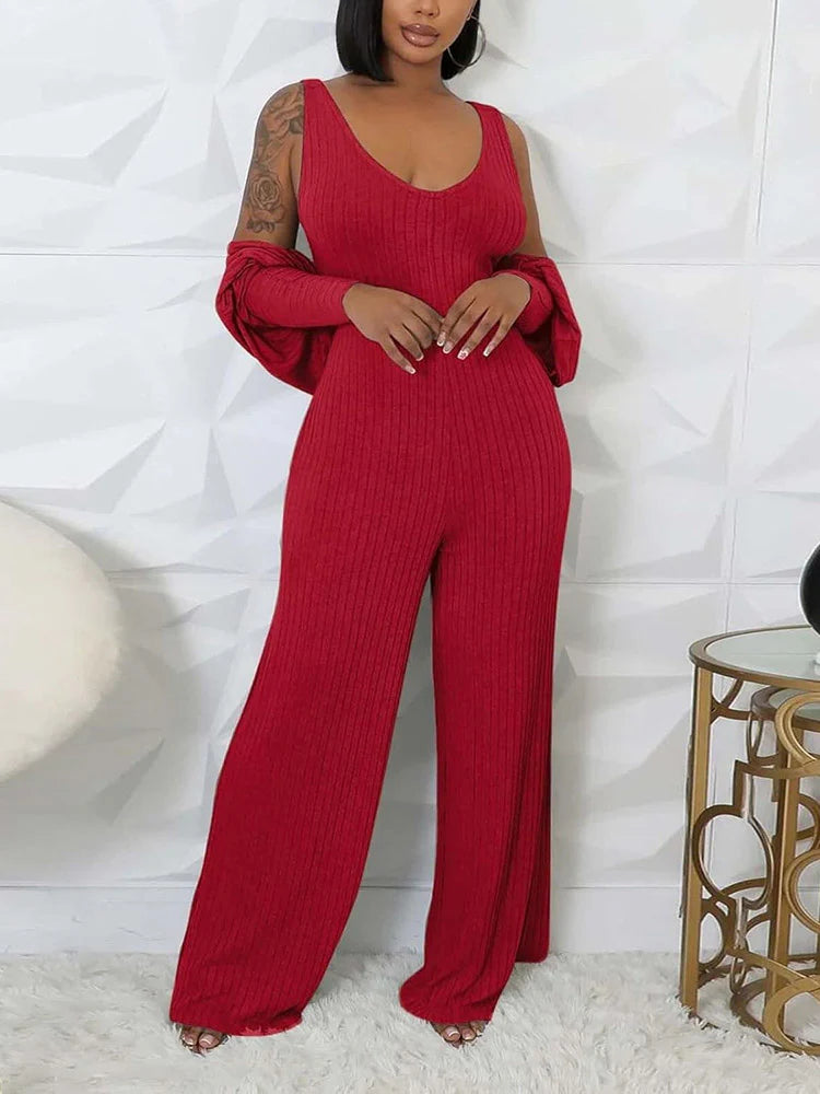 Ribbed Bolero & Jumpsuit Sets