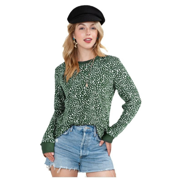 Printed Round Neck Loose Sweatshirt