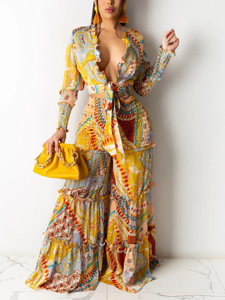 Floral Print Set Yellow / M
