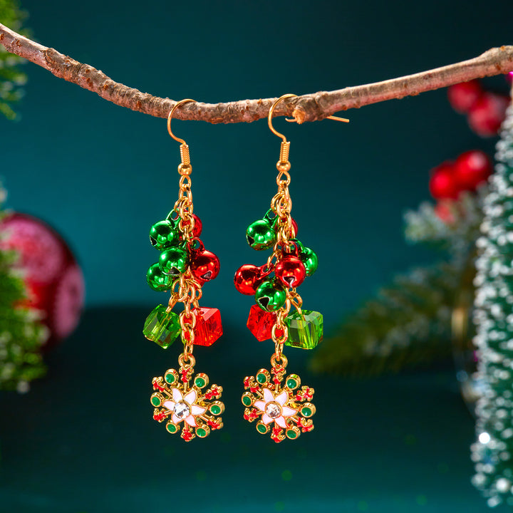 Christmas Tree Versatile Snowflake Bell Tassel Earrings