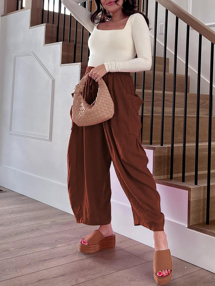 Casual High Waist Cotton Linen Wide Leg Pants