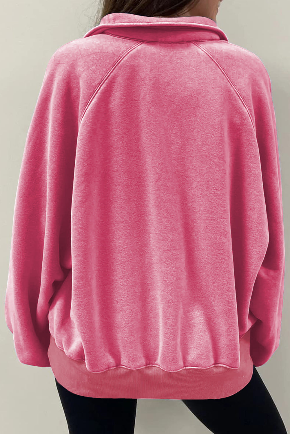 Buttons Balloon Sleeve Oversized Sweatshirt Pink · S