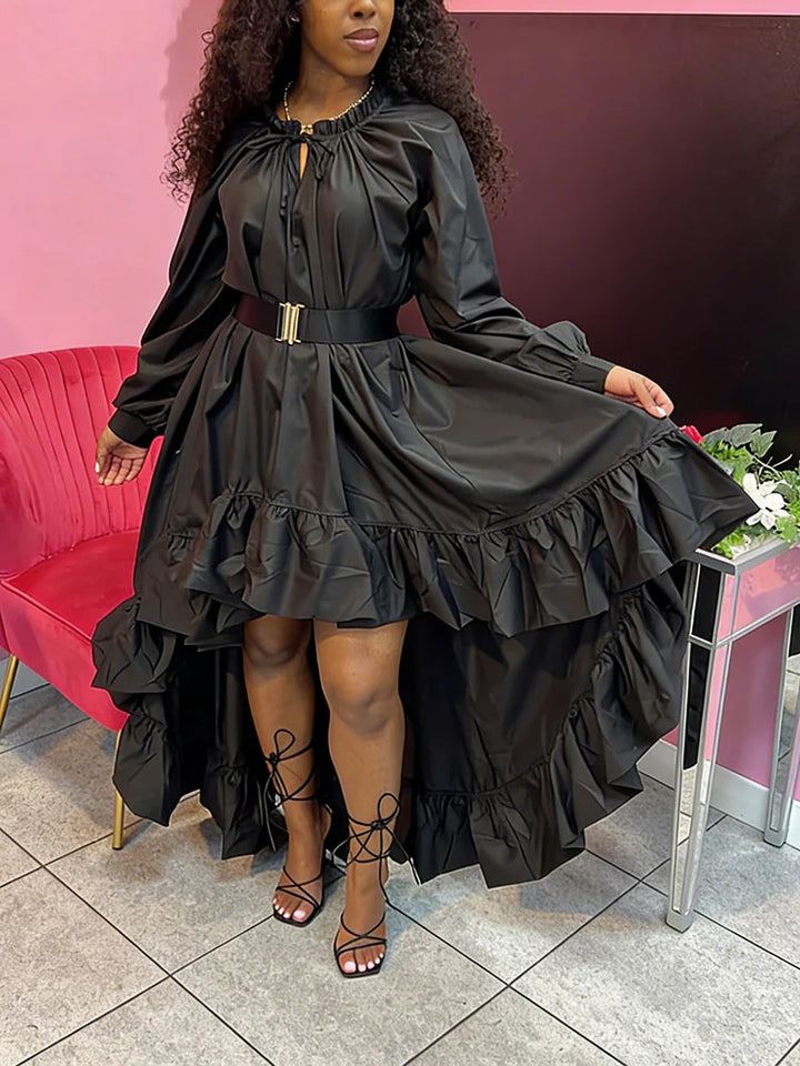 High-Low Ruffle Flowy Dress