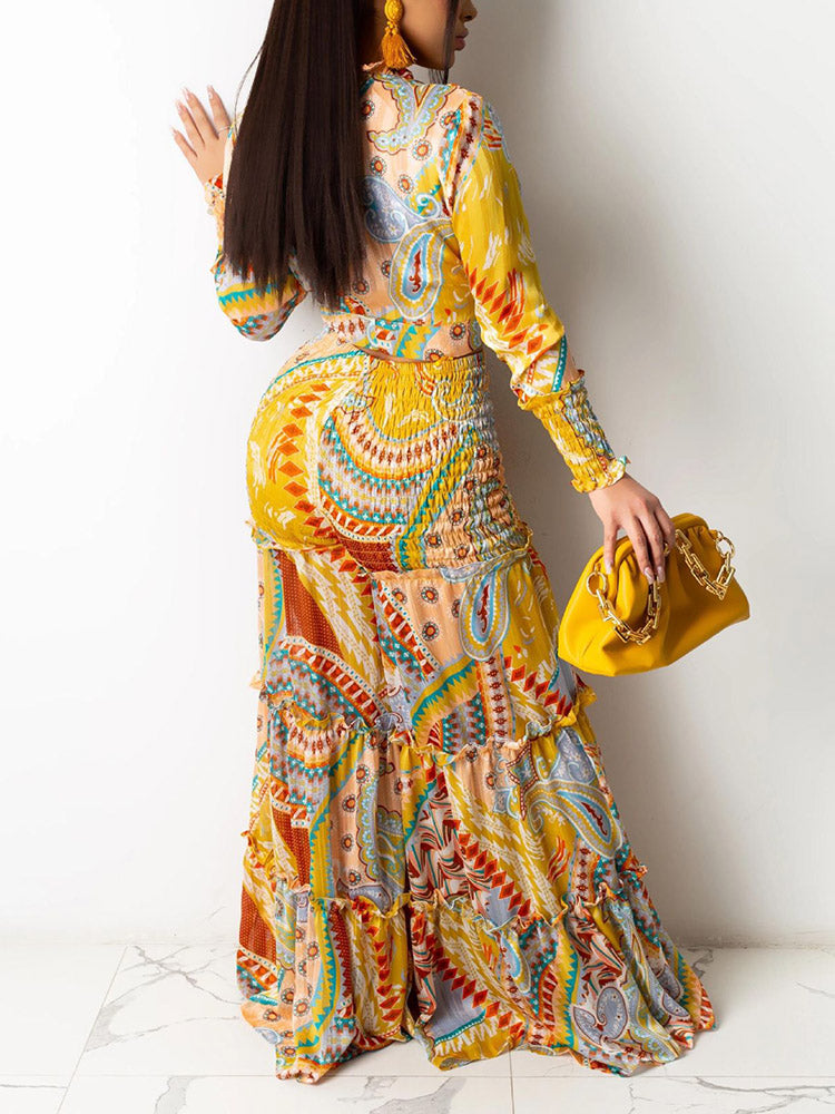Floral Print Set Yellow / L