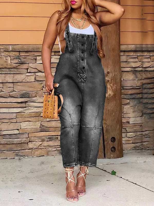 Vintage Denim Overalls Dark Blue / S