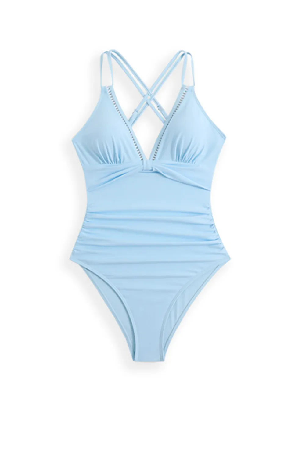 Solid Color Front Knot One-Piece Swimsuit