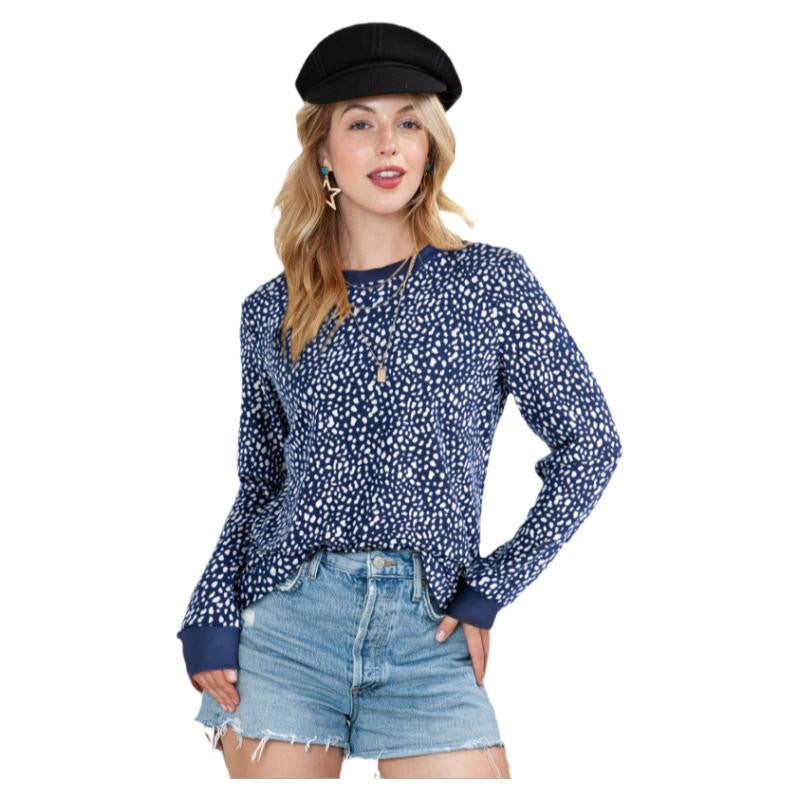 Printed Round Neck Loose Sweatshirt