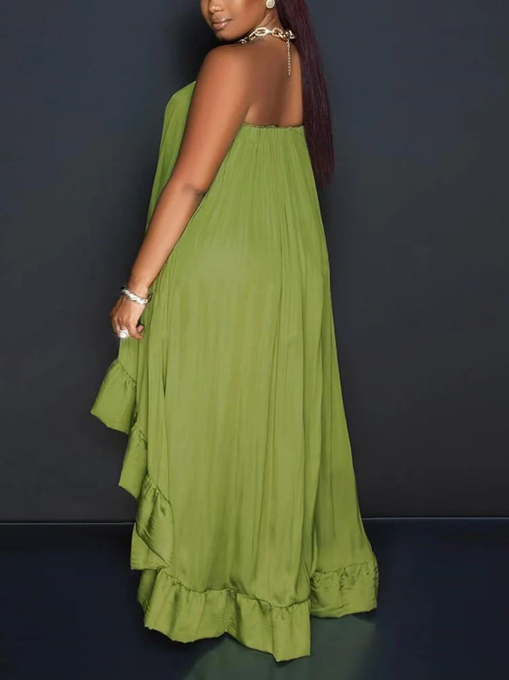 Strapless Ruffle High-Low Dress