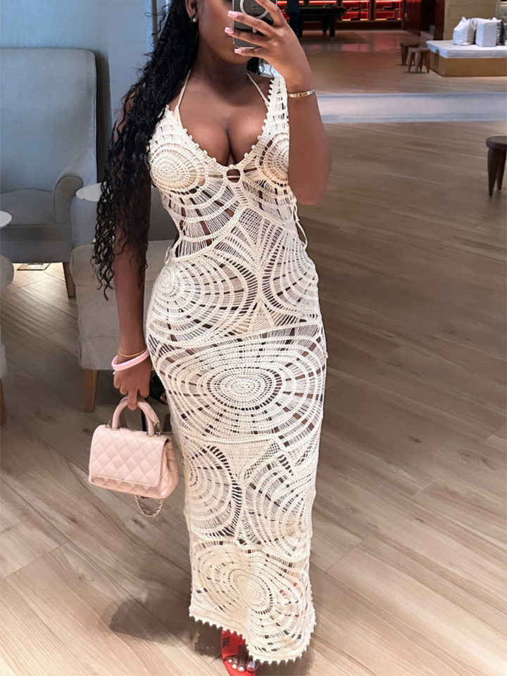 Vacay Crochet Maxi Dress Beige* / XL