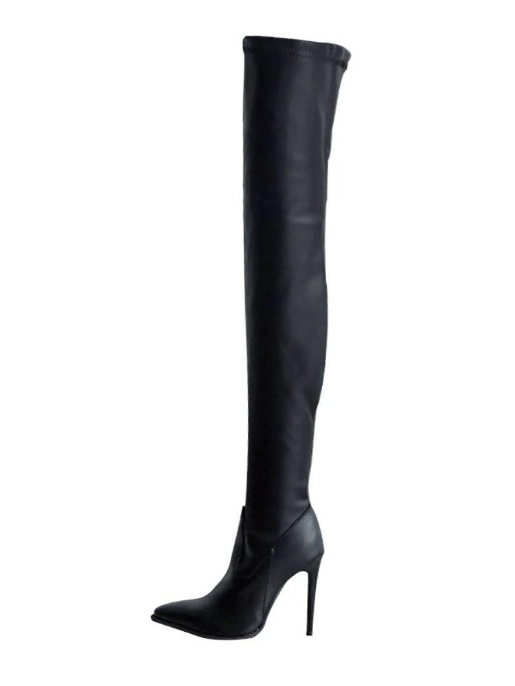 PU Leather Stretch Over The Knee Boots